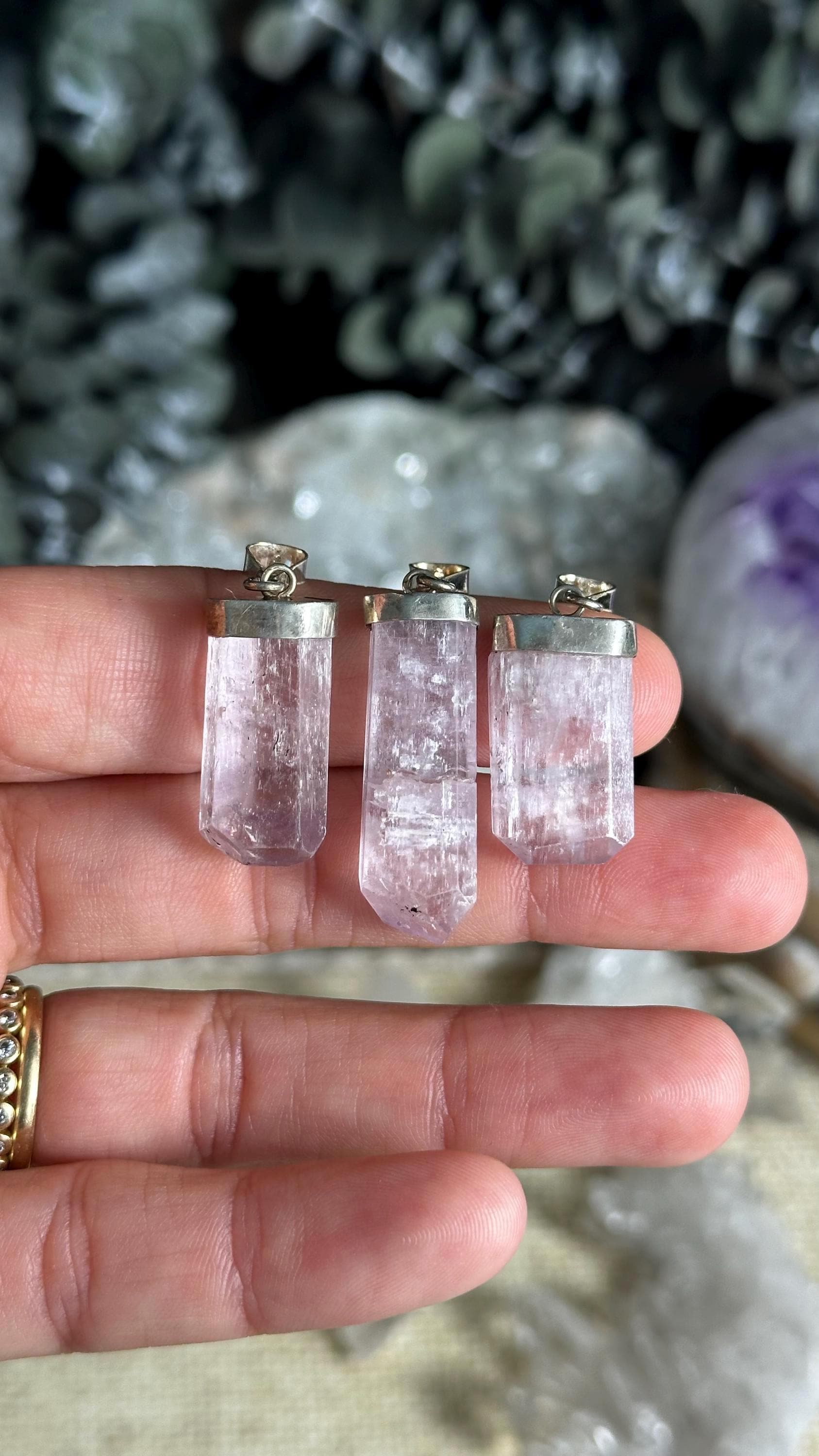 Kunzite Pendant Necklace .925 Sterling Silver