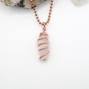 Kunzite Necklace | Raw Pink Crystal Pendant In Copper | Heart Chakra Healing Jewelry | Divine Love & Self Worth | Gift For Her