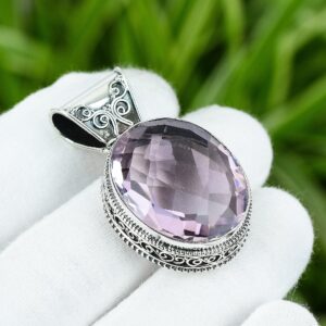 Pink Kunzite Gemstone Pendant: Handmade 925 Sterling Silver Boho Jewelry