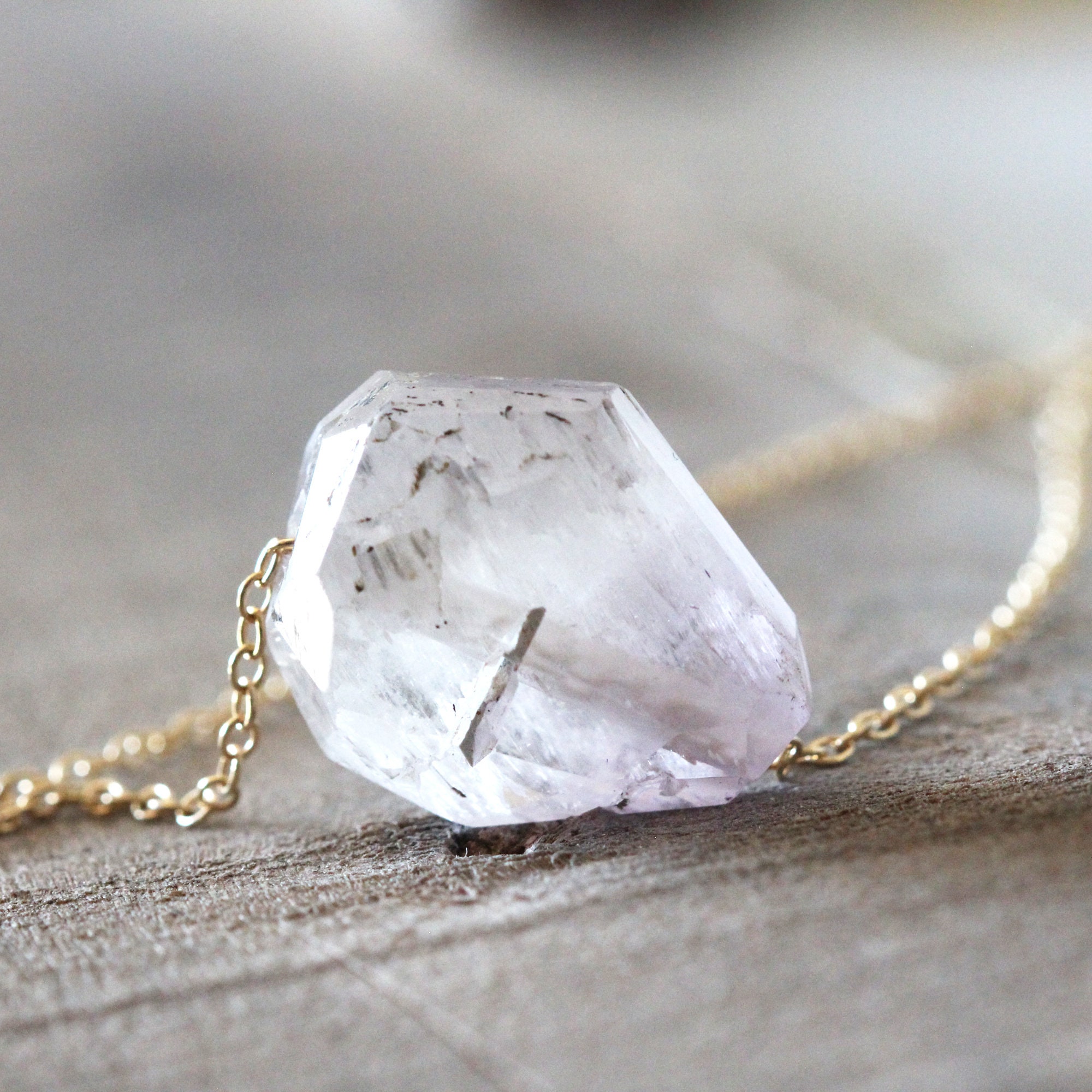 Pink Kunzite Necklace - Raw Crystal Pendant - Gemstone Jewelry Pink Kunzite Necklace - Raw Crystal Pendant - Gemstone Jewelry