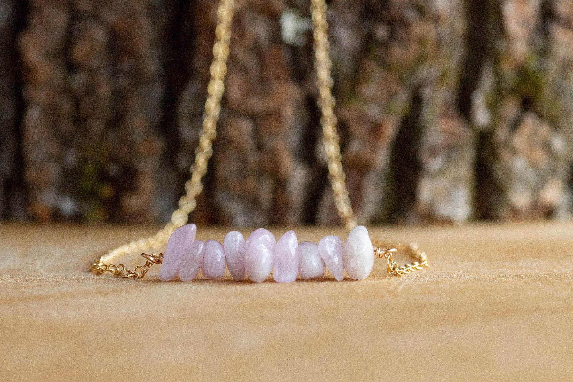 Raw Kunzite Necklace - Raw Stone Necklace - Kunzite Pendant - Kunzite Jewelry - Crystal Necklace - Heart Charka