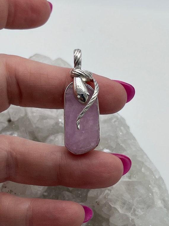 Rough Kunzite Snake Pendant