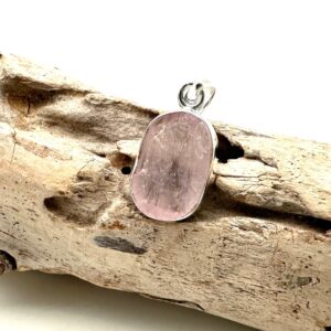 Sliced Kunzite Pendant, 925 Sterling Silver (18mm)