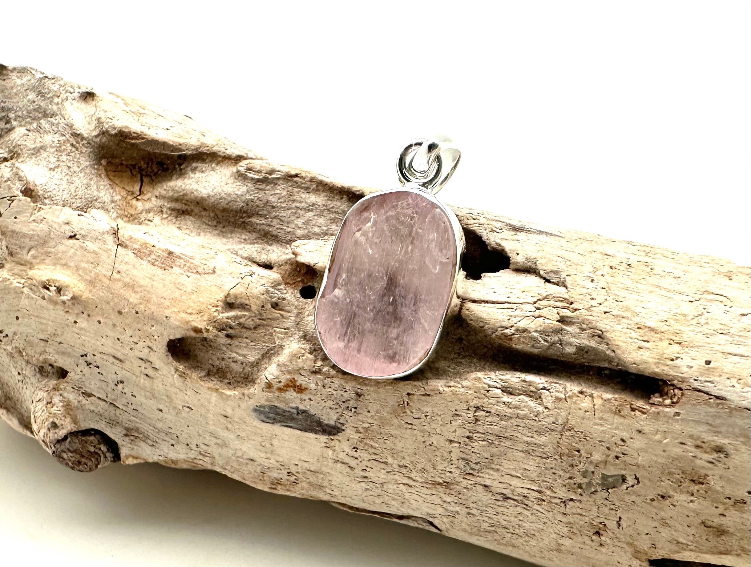 Sliced Kunzite Pendant, 925 Sterling Silver (18mm)