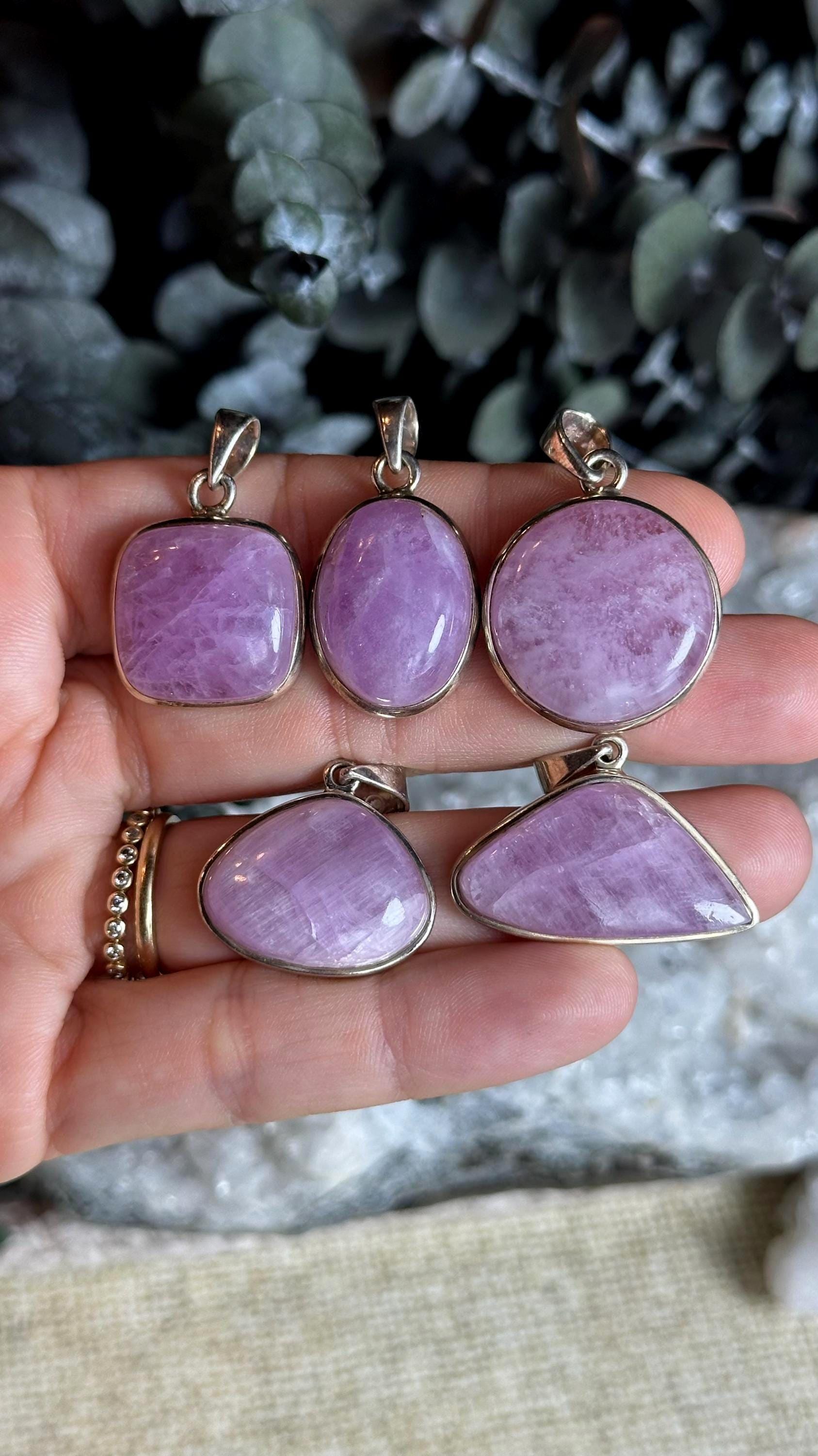 Sterling Silver Kunzite Pendant Necklace - .925 Silver Chain Sterling Silver Kunzite Pendant Necklace - .925 Silver Chain