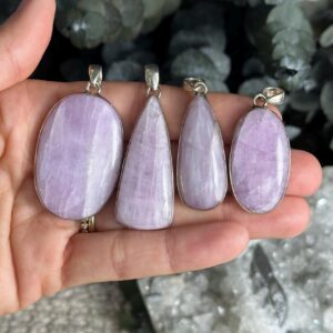 Sterling Silver Kunzite Pendant Necklace - .925 Silver Chain