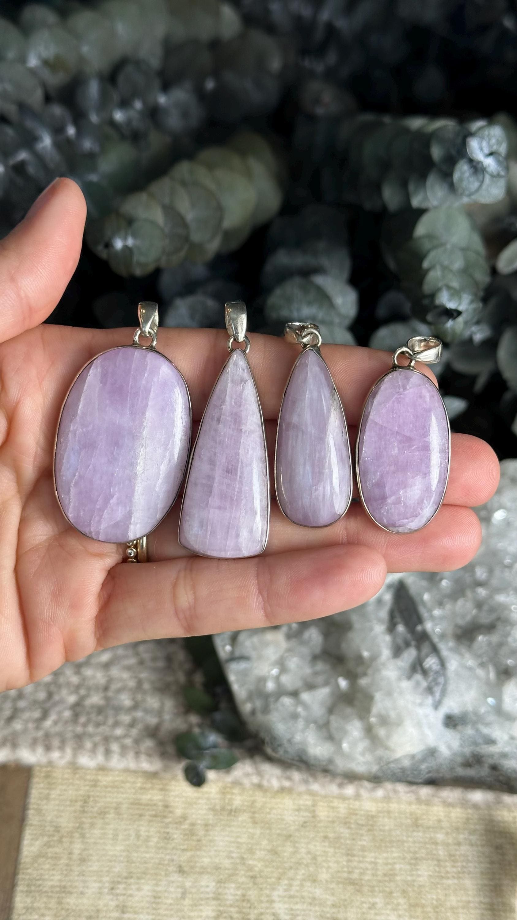 Sterling Silver Kunzite Pendant Necklace - .925 Silver Chain