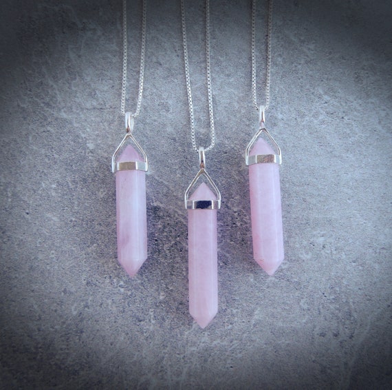 Kunzite Pendant Sterling Silver • Pink Stone Pendant • Gemstone Point Pendants Sterling • Rare Pink Purple Gemstone • Love Stone Necklace