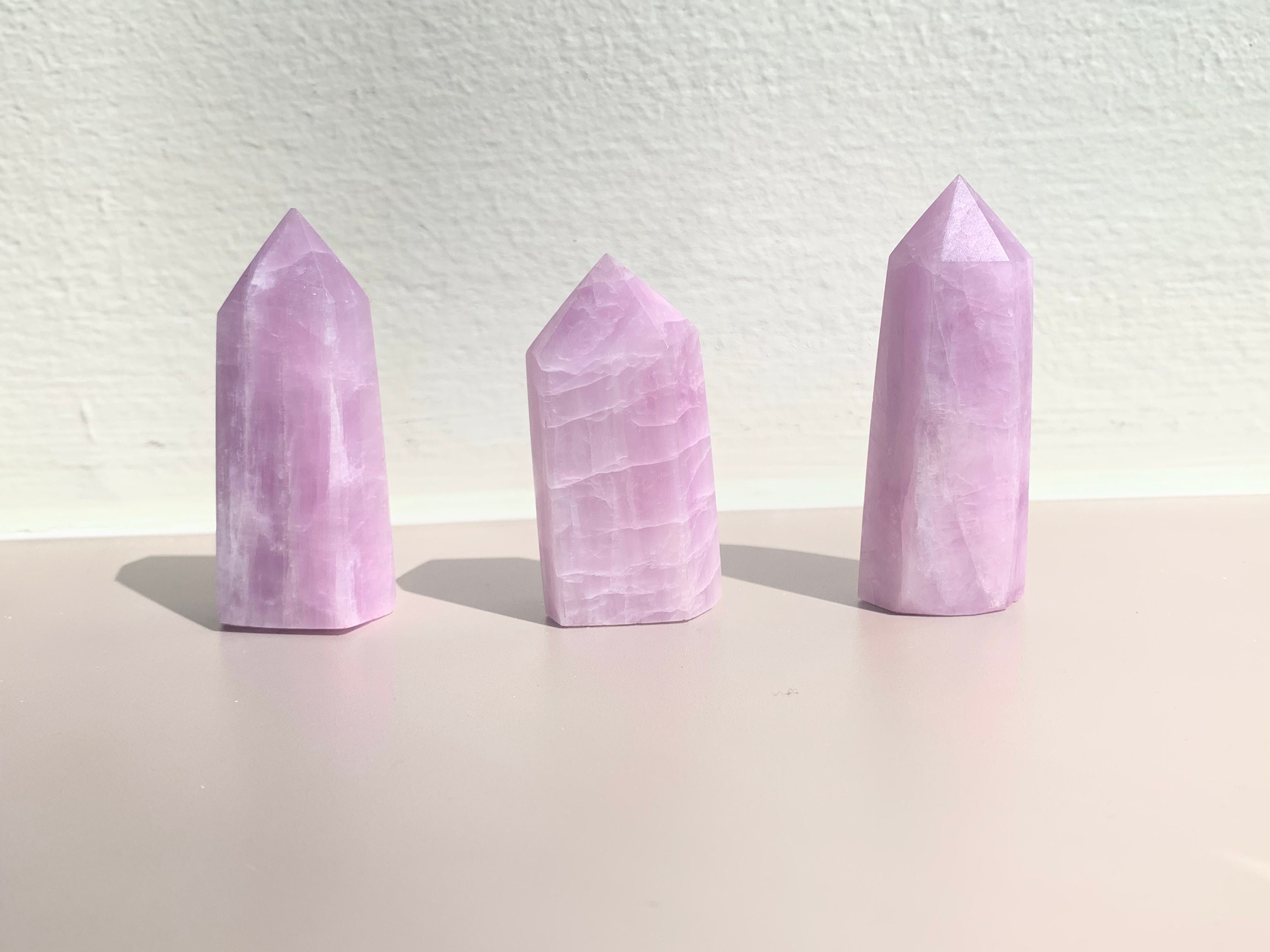 Natural Kunzite Crystal Tower, Reiki Healing Wand