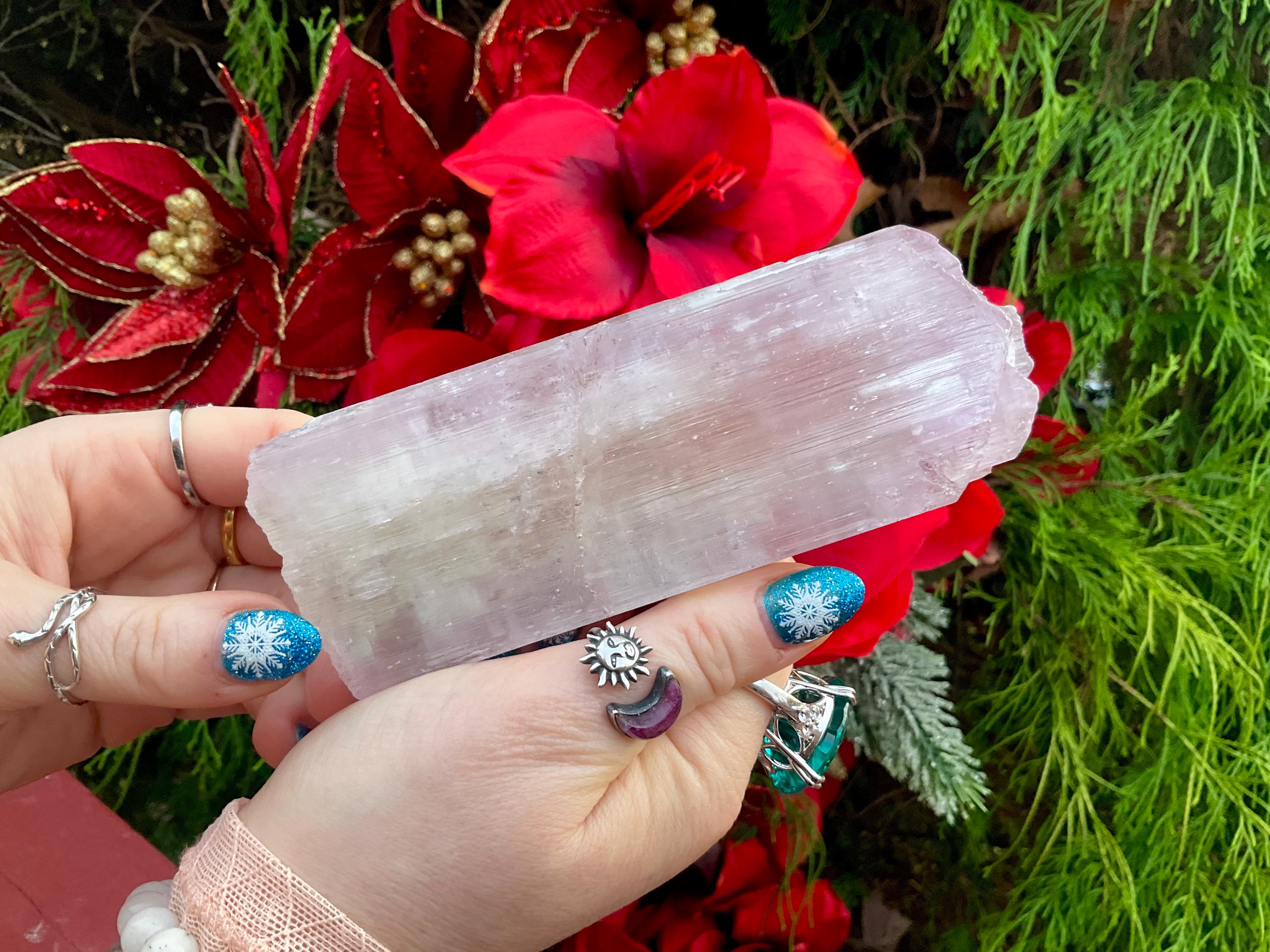 Kunzite Crystal Natural Gemstone ~ Large 15 Oz. ~ 6" Long ~ Museum Quality ~ Sparkling Lilac Pink Violet Color Transparent High Luster Stone