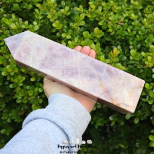 Supercharged Massive Kunzite Rare Tower Obelisk Wand for Heart Healing and Expansion Growth Joy- Reiki Infused- 4 pounds, 12.5 ounces Supercharged Massive Kunzite Rare Tower Obelisk Wand for Heart Healing and Expansion Growth Joy- Reiki Infused- 4 pounds, 12.5 ounces