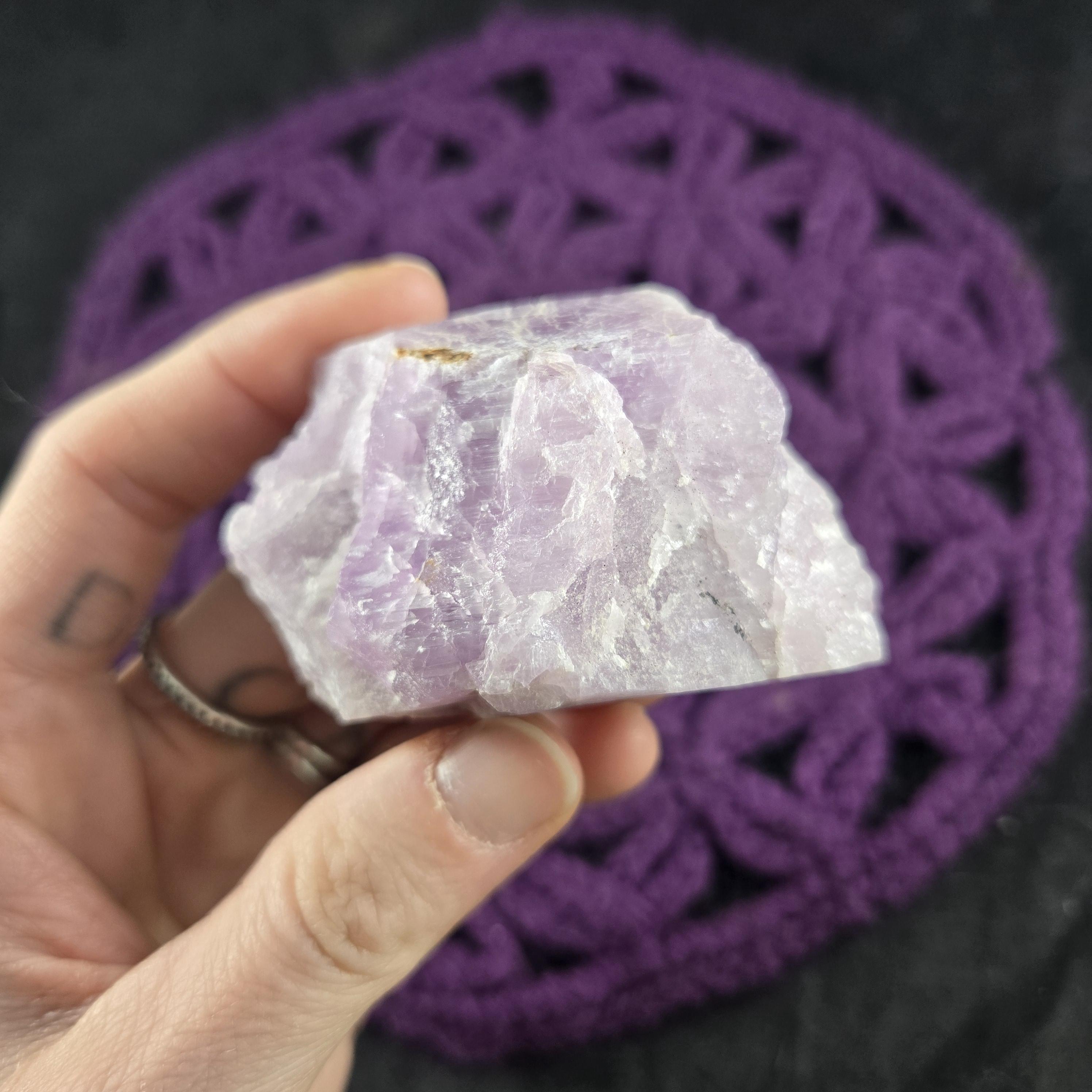 Raw Kunzite Crystal Rare Stone Light Purple Love Heart Crown Chakra
