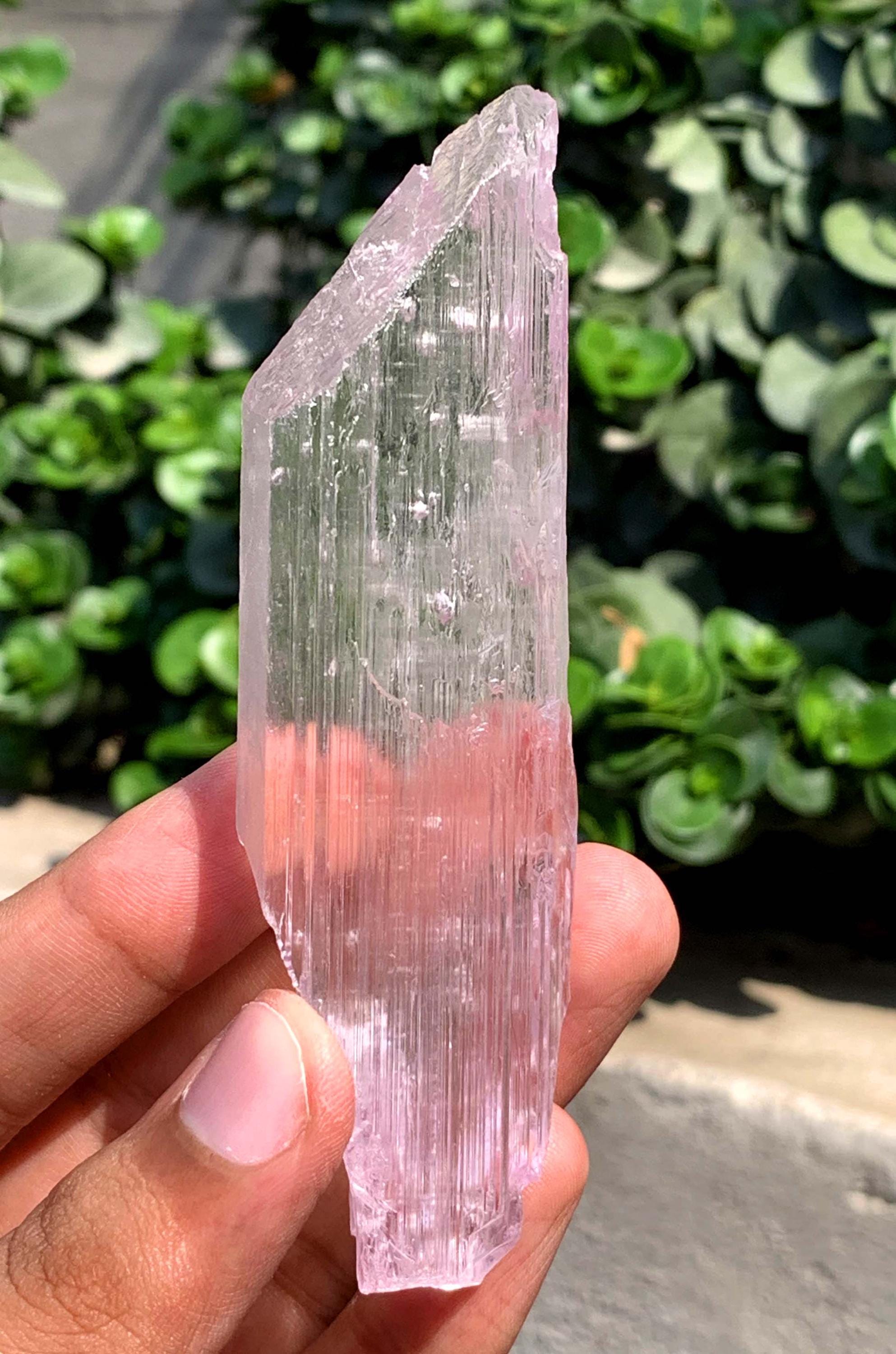 Fluorescent Pink Kunzite, Transparent Kunzite Crystal From Afghanistan - 80 Gram