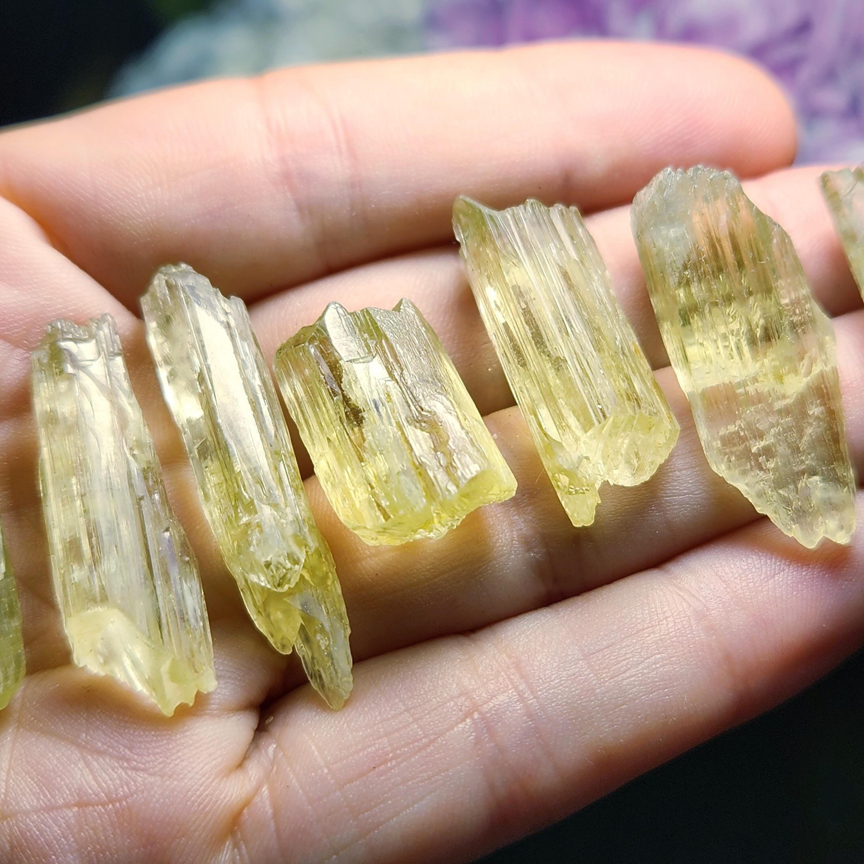 Raw Golden Kunzite Crystal Specimen: Natural Yellow Spodumene