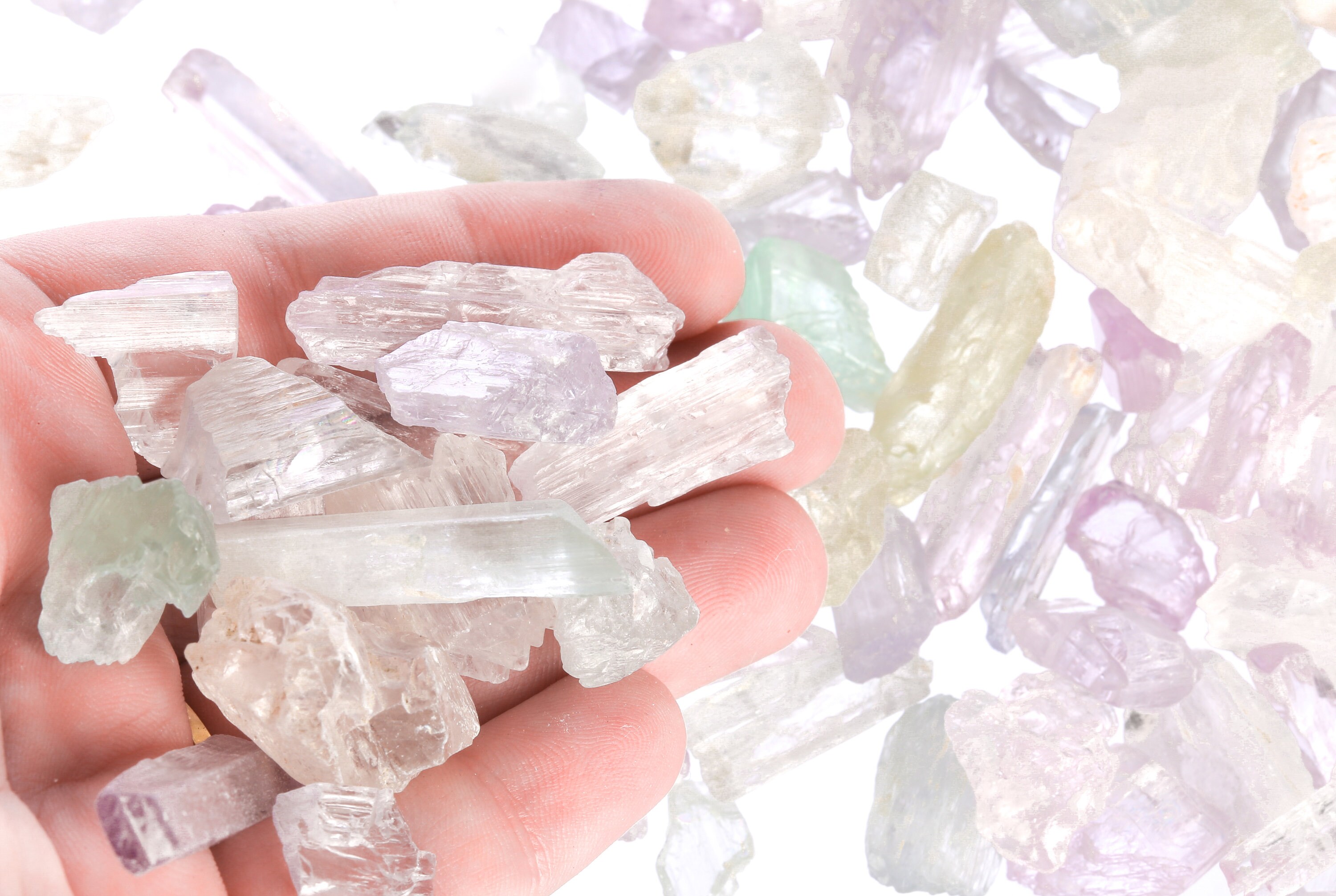 Multi-colored Raw Kunzite Pieces, Rough Kunzite, Genuine Kunzite Crystal, Healing Crystal, Bulk Raw Gemstone, Multikunzite001