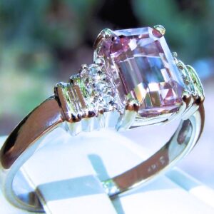 1.99ct. Genuine Kunzite Solitaire With Accents 14k Solid White Gold Ring, Size 7