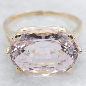 14K Yellow Gold Kunzite Cocktail Ring, 10.23 Carats