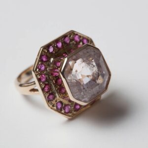 14K Yellow Gold Cushion-Cut Light Pink Kunzite Ring