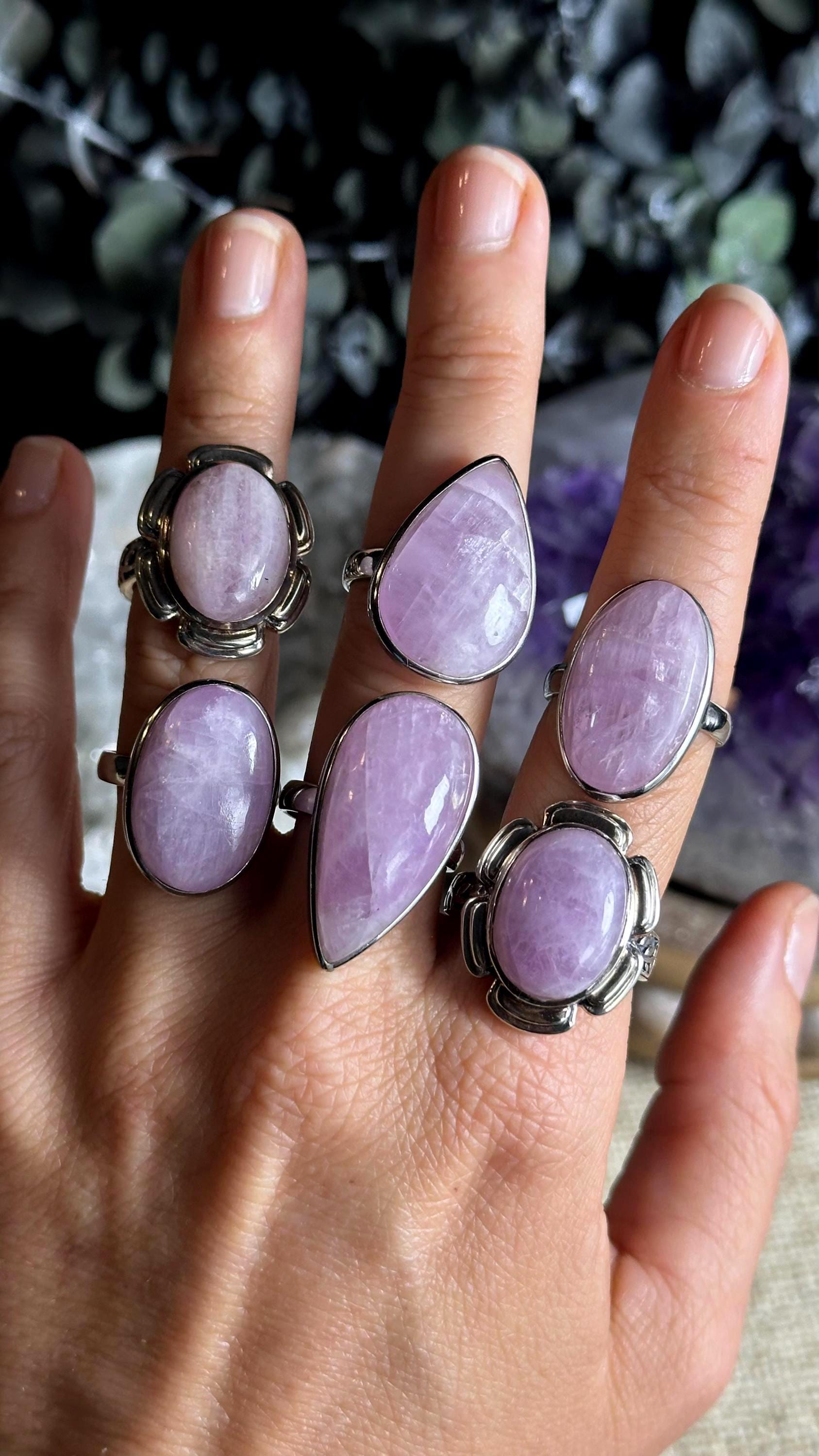 Kunzite Ring, .925 Sterling Silver, Large Statement, Fitted