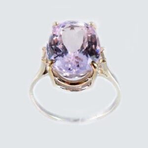 Gorgeous Kunzite Ring Ancient Good Luck Talisman, White Gold, Symbol of Purity, Pale Pink Kunzite Gemstone, Frozen Pink, Antique Gem #65259