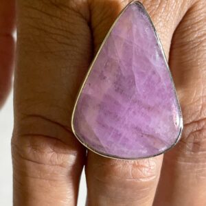 Handmade Kunzite & Sterling Silver Statement Ring: Lavender Gemstone