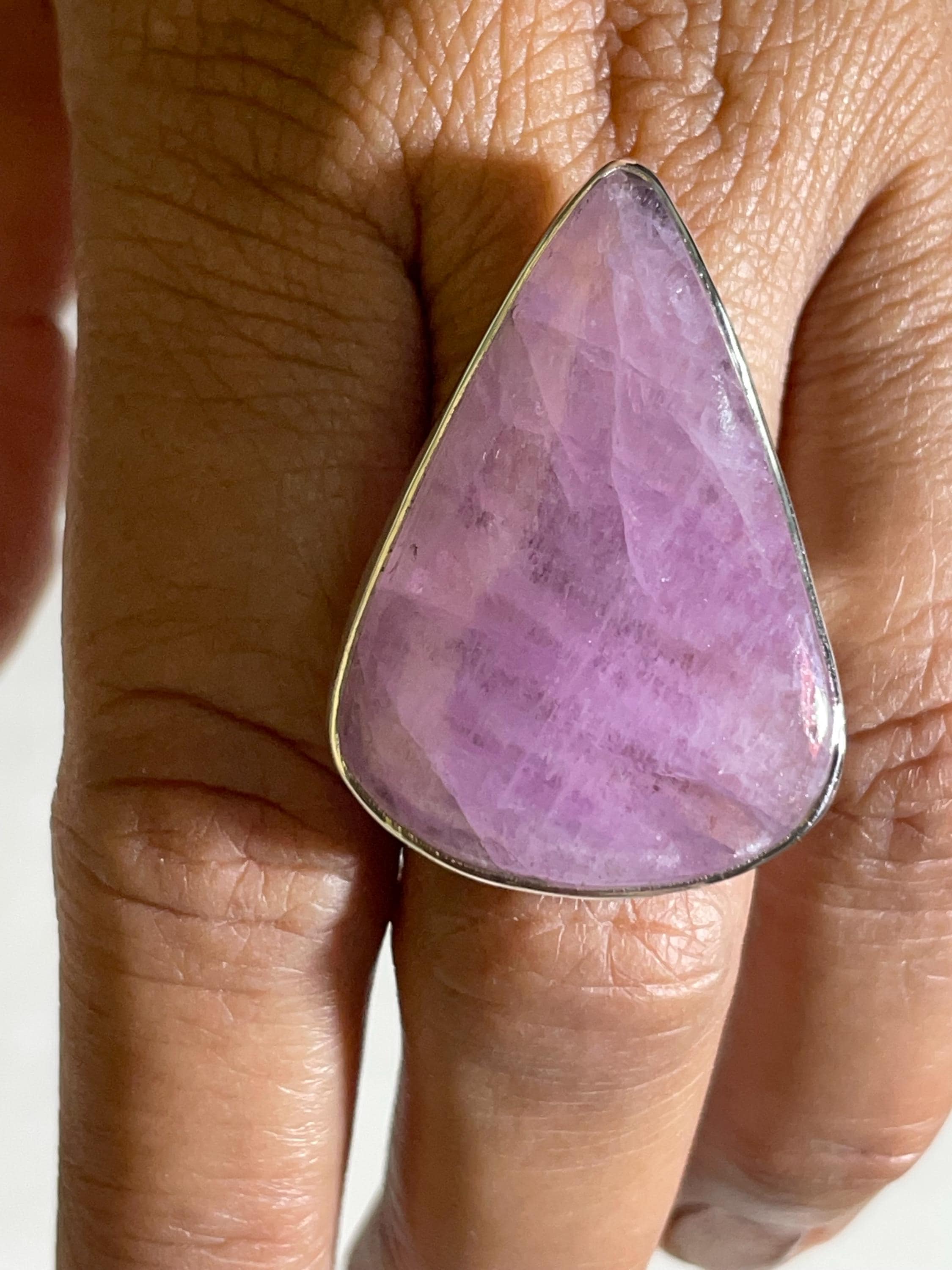Handmade Kunzite & Sterling Silver Statement Ring: Lavender Gemstone Handmade Kunzite & Sterling Silver Statement Ring: Lavender Gemstone