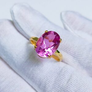 Kunzite Ring, Oval Kunzite Ring, 925 Sterling Silver Ring, Kunzite Doublet Quartz Ring, Kunzite Engagement Ring, Pink Kunzite Ring