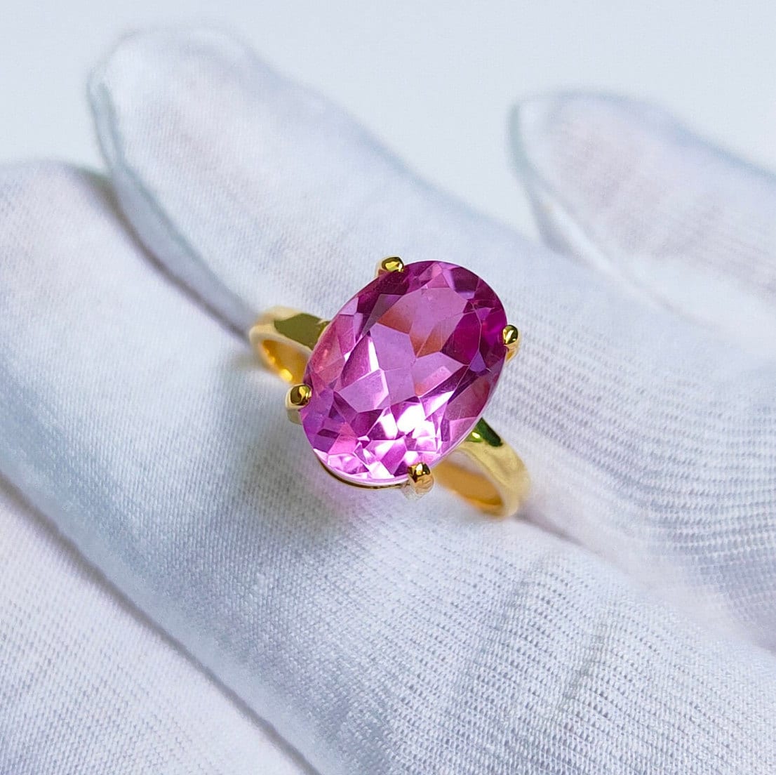 Kunzite Ring, Oval Kunzite Ring, 925 Sterling Silver Ring, Kunzite Doublet Quartz Ring, Kunzite Engagement Ring, Pink Kunzite Ring