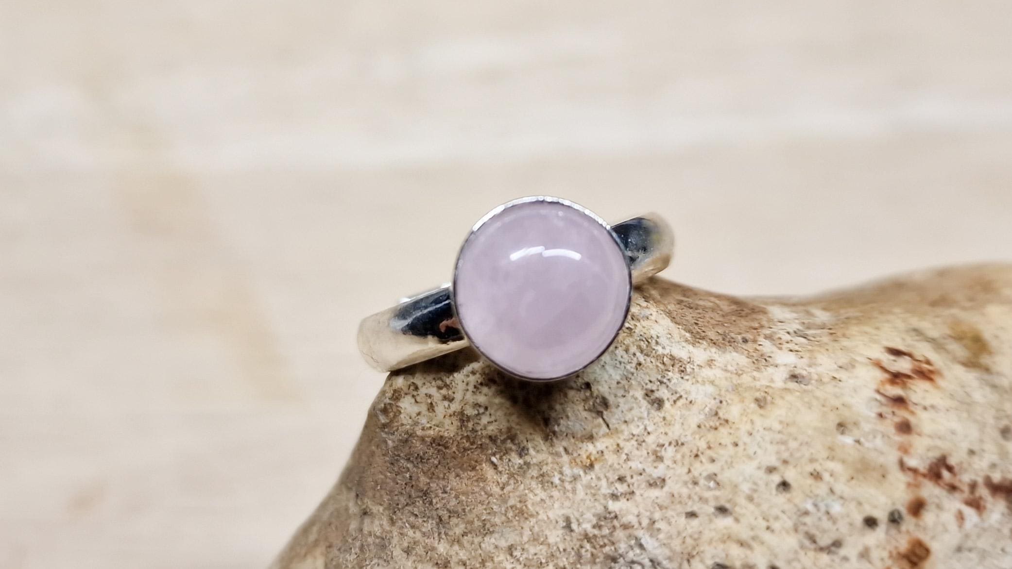 Pink Kunzite Ring. 925 Sterling Silver Rings For Women. Reiki Jewelry Uk. Adjustable Ring