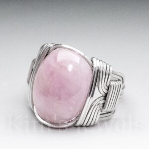 Pink Kunzite Sterling Silver Wire Wrapped Cabochon Ring - Made To Order