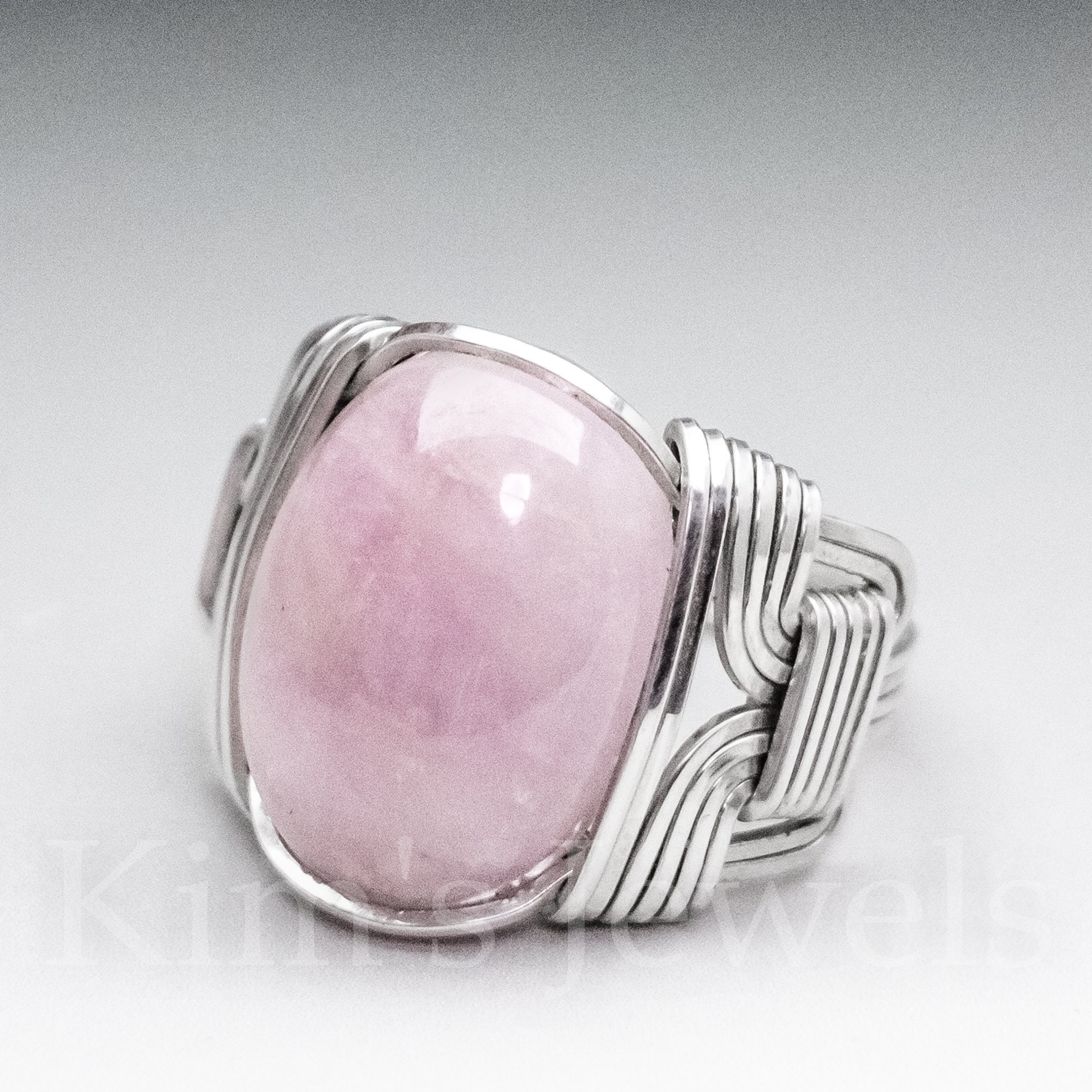 Pink Kunzite Sterling Silver Wire Wrapped Cabochon Ring - Made To Order