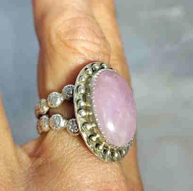 Pink Kunzite Ring: Sterling Silver, Handmade Jewelry