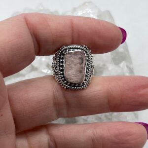 Rough Kunzite  Ring, Size 7