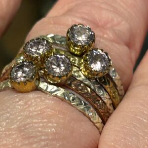 Sale, Very Beautiful Kunzite Ring, 925 Silver And Copper, Size 8 (5 Rings In One Ring)