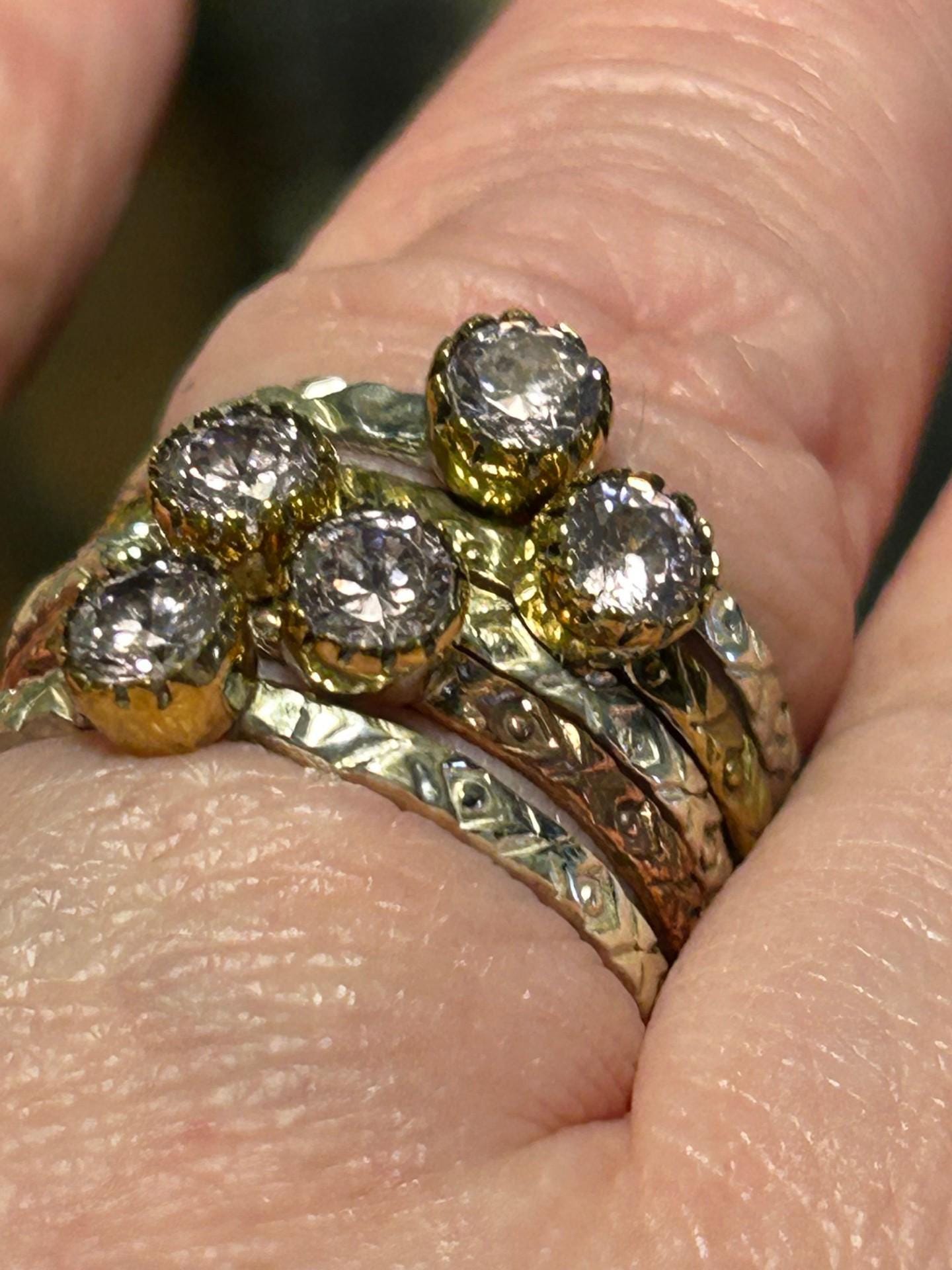 Sale, Very Beautiful Kunzite Ring, 925 Silver And Copper, Size 8 (5 Rings In One Ring)