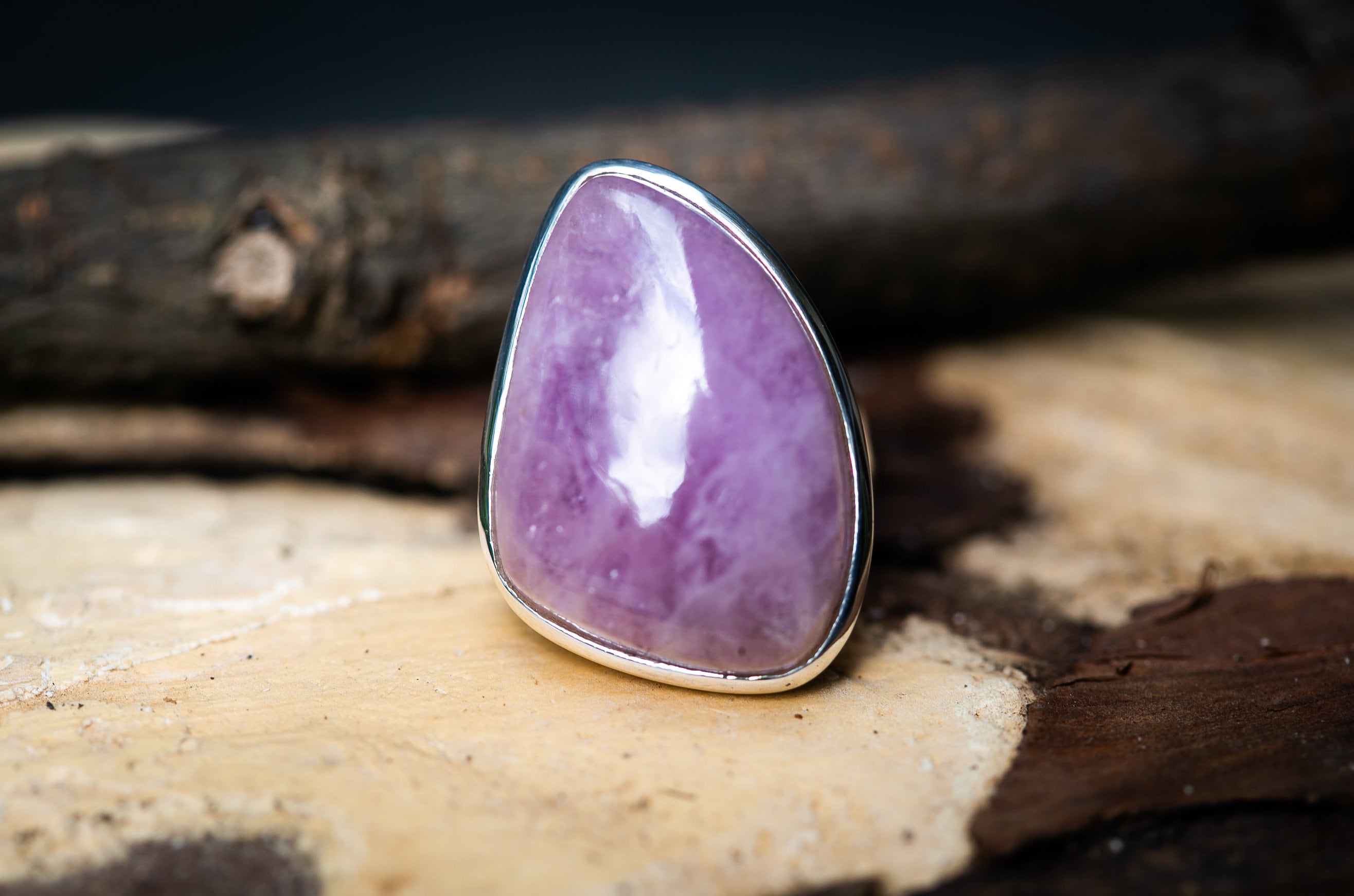 Kunzite & Sterling Silver Ring - Heart Chakra Jewelry, Size 7