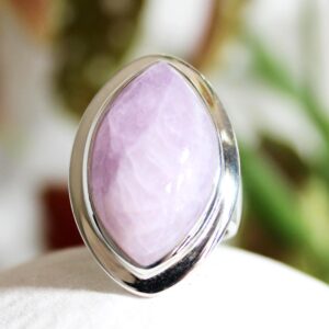 Kunzite Sterling Silver Ring: Marquise Pink Gemstone, Size 9.5