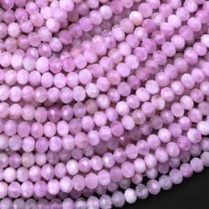 Aaa Natural Kunzite Faceted Rondelle 3mm 4mm Beads Real Genuine Violet Purple Pink Kunzite Gemstone 15.5" Strand