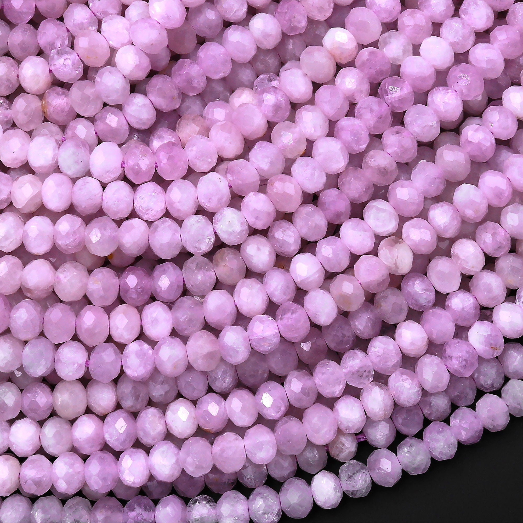 Aaa Natural Kunzite Faceted Rondelle 3mm 4mm Beads Real Genuine Violet Purple Pink Kunzite Gemstone 15.5" Strand Aaa Natural Kunzite Faceted Rondelle 3mm 4mm Beads Real Genuine Violet Purple Pink Kunzite Gemstone 15.5" Strand