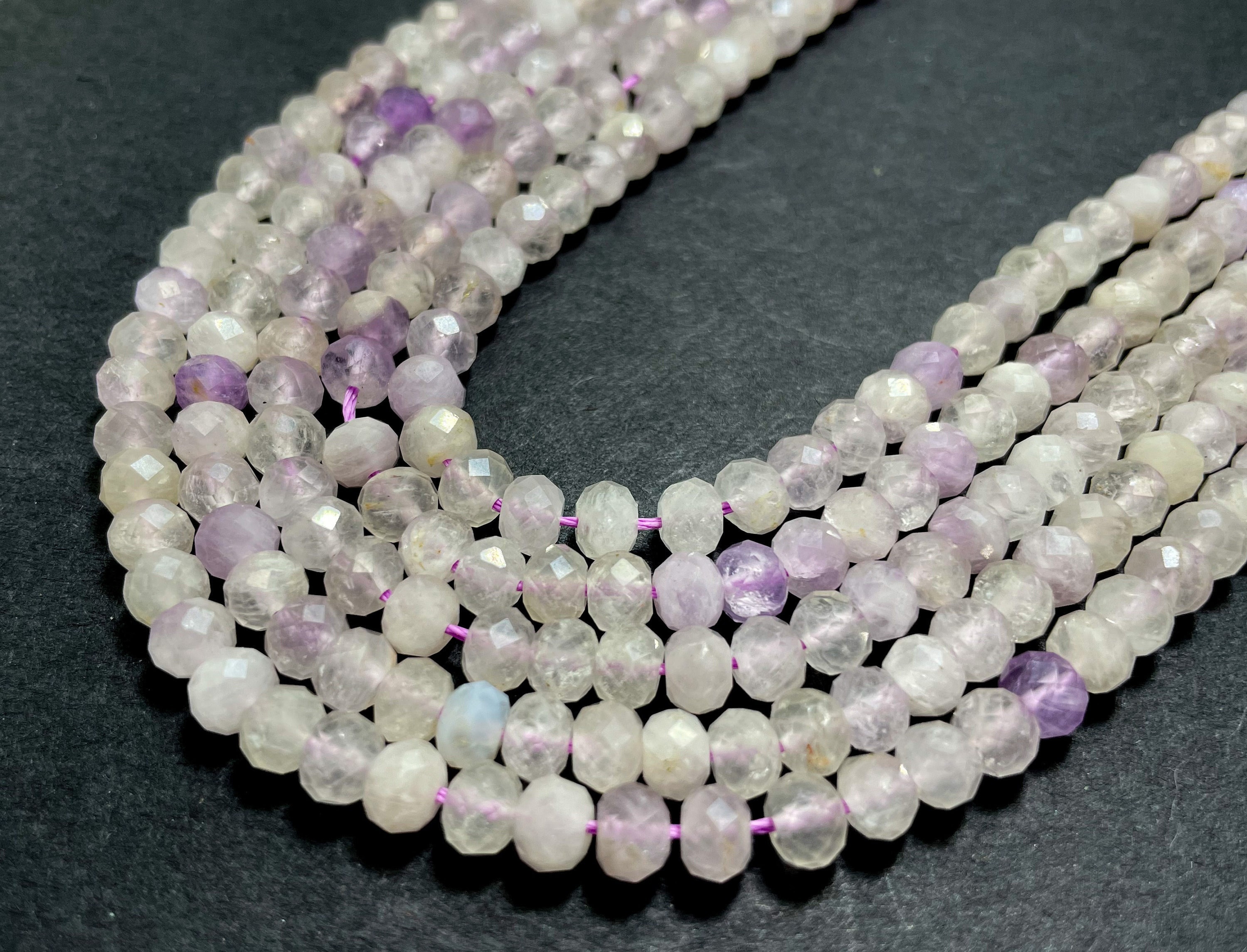 Natural Kunzite Beads, Purple Kunzite Faceted Rondelle 4mm X 5mm 4mm X 6mm Gemstone Beads - Rdf32 Natural Kunzite Beads, Purple Kunzite Faceted Rondelle 4mm X 5mm 4mm X 6mm Gemstone Beads - Rdf32