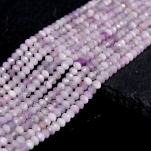 Natural Kunzite Gemstone Grade AAA Micro Faceted Rondelle 4X2MM Loose Beads (P115)