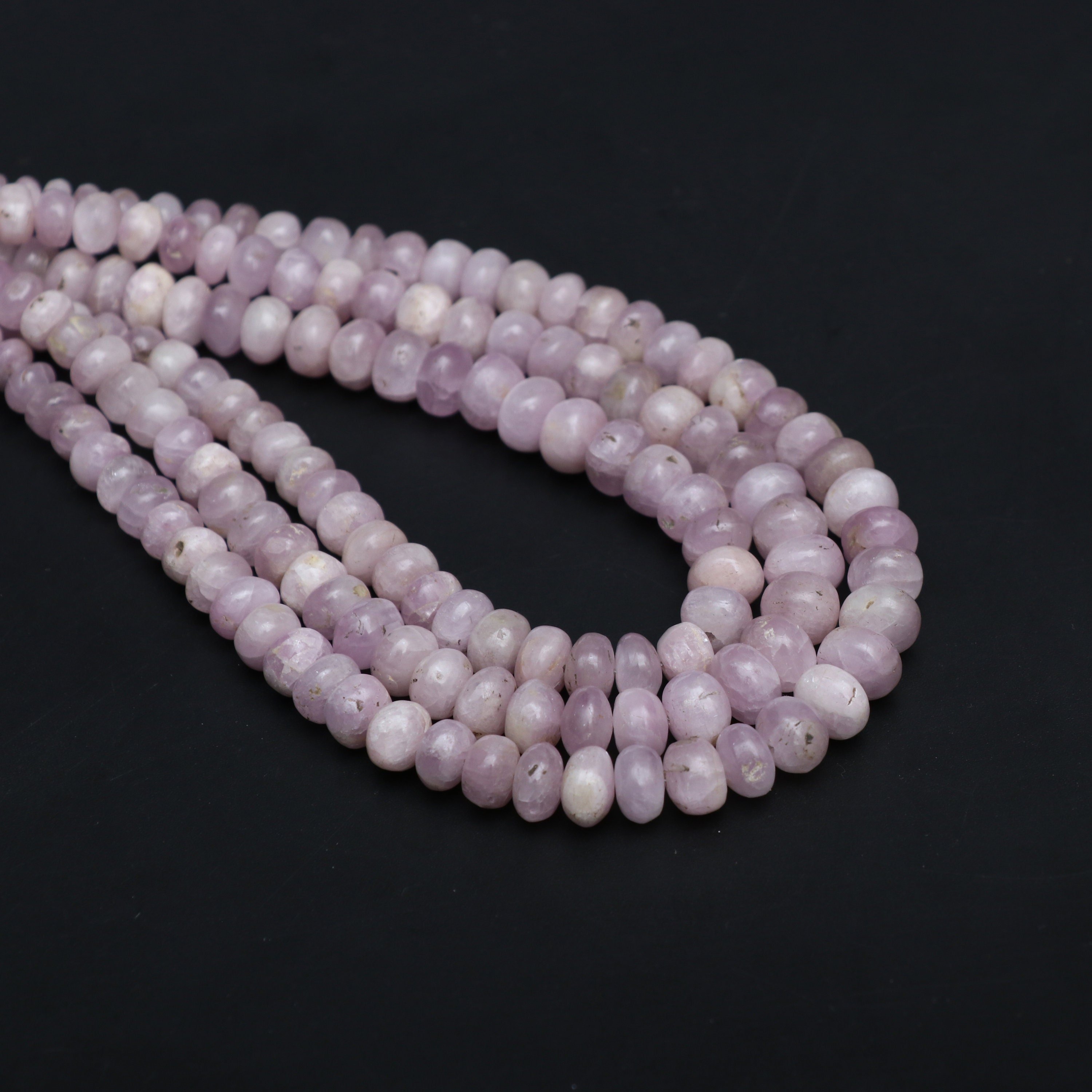 Kunzite Smooth Rondelle Beads, 4.5 Mm To 8.5 Mm, Purple Kunzite Beads, Kunzite Jewelry Making Gemstone Beads, 8 Inch/ 18 Inch Strand