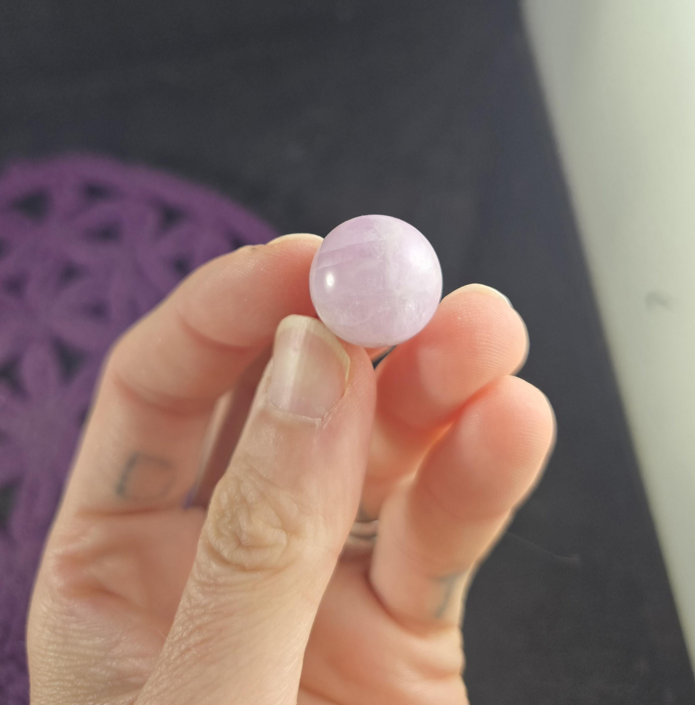 Kunzite Sphere 15mm Mini Crystal Ball Stone Polished Marble Purple Lavender Shimmer Natural High Quality