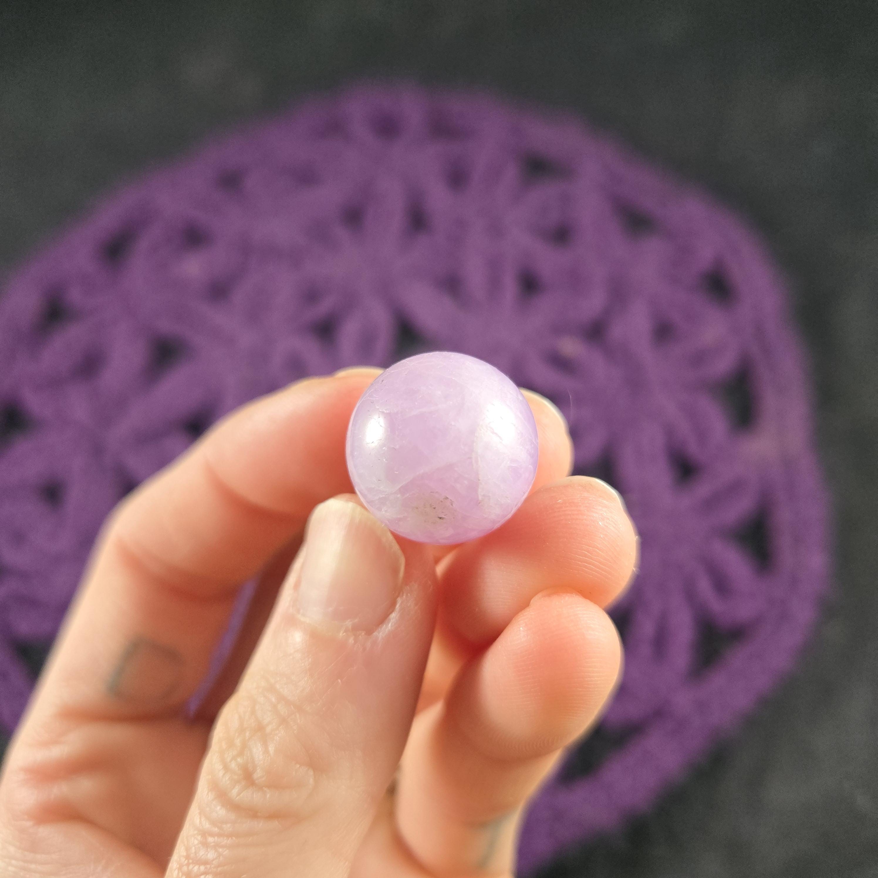Kunzite Sphere 17mm Mini Crystal Ball Stone Polished Marble Purple Lavender Shimmer Natural High Quality