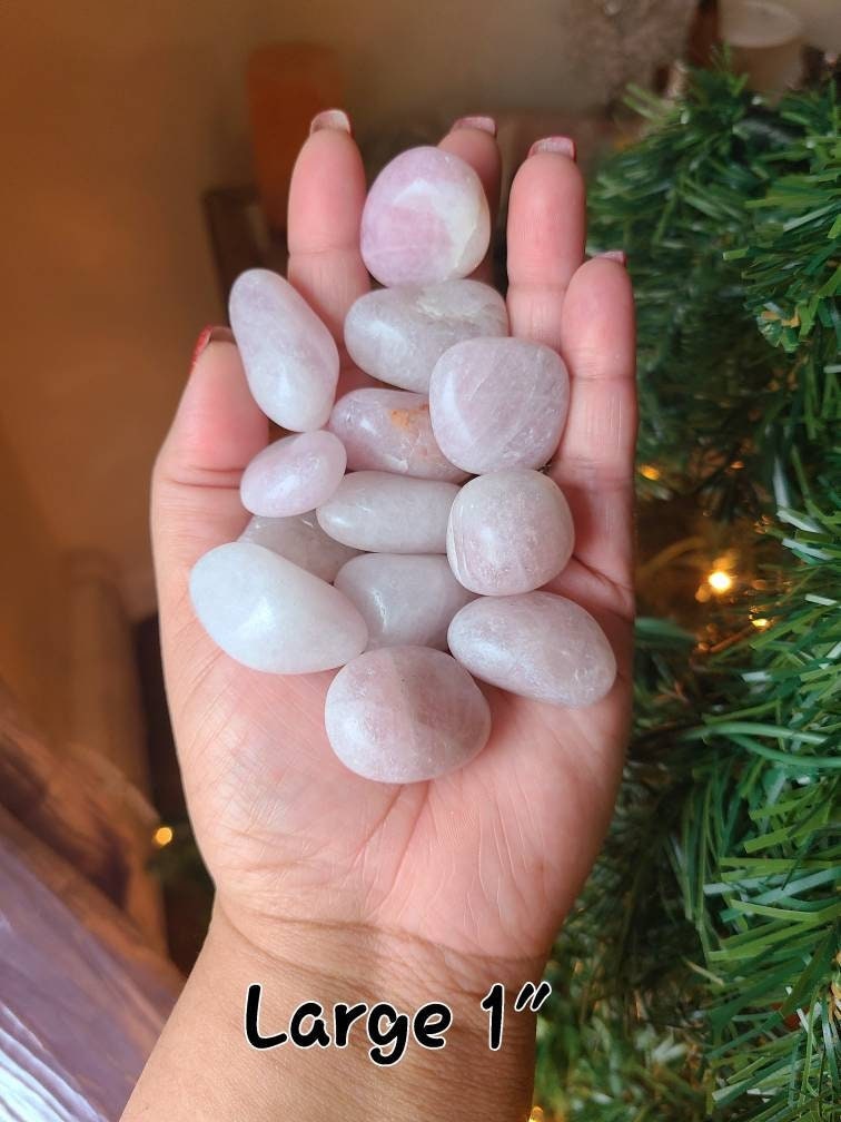 1 Kunzite Tumbled Stones, Healing Crystals, Stress Relief, Grade A++