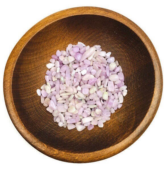 100g Tumbled Kunzite Crystal Chips: Pink Purple Gemstone Gravel