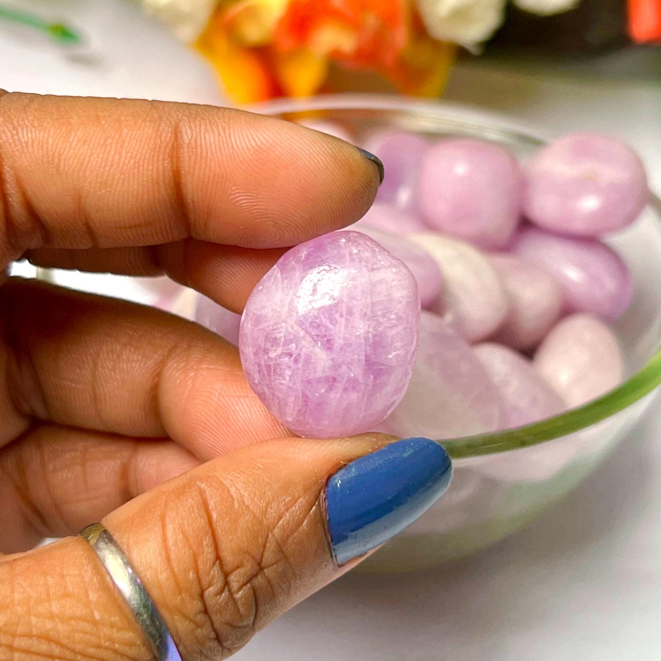 Aaaaa Kunzite Tumbled Stone: Spiritual Healing Crystals