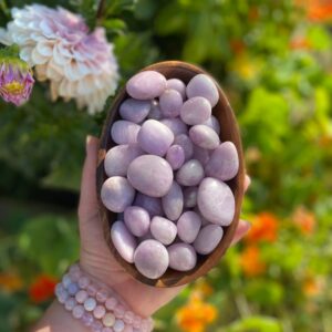 Kunzite Tumbled Stone, Polished Pocket Size Kunzite Gemstone