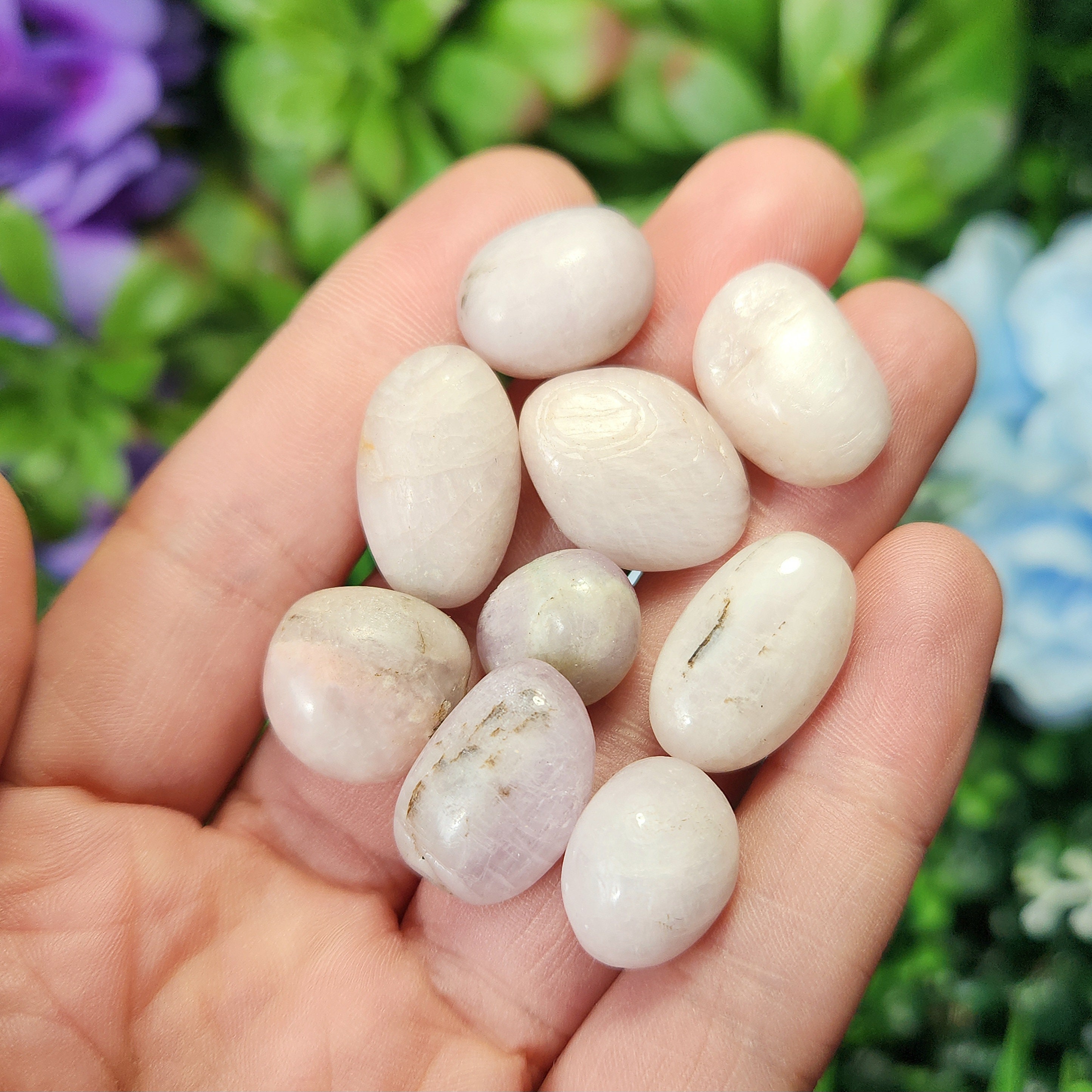 White Kunzite Tumbled Stone: Natural Spodumene Crystal, Polished Spodumene Specimens From Brazil White Kunzite Tumbled Stone: Natural Spodumene Crystal, Polished Spodumene Specimens From Brazil
