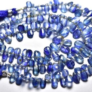 7 Inches,natural Beautiful Kyanite Faceted Pear Briolettes,size Is 5x7-7x10mm #895